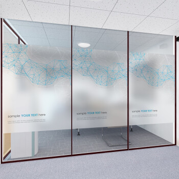 现代简约磨砂背胶创意点线磨砂玻璃贴工装办公室橱窗移门防透贴膜yf29