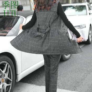 季图2015秋冬新款马甲长裤两件套韩版时尚休闲小香风套装女秋装女 XXL