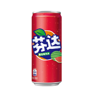 芬达fanta 西瓜味 汽水饮料 碳酸饮料 330ml*24罐 整箱装 可口可乐