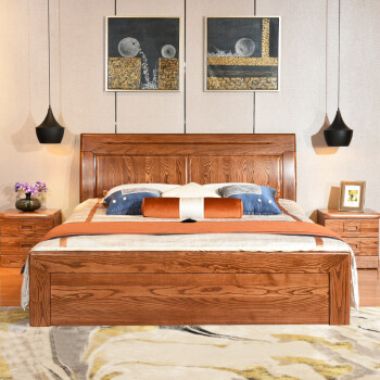 xiyingmen 白蜡木实木床1.8米双人床现代简约新中式高
