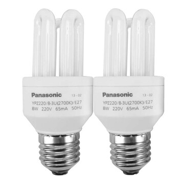 松下（Panasonic）3U型节能灯8W E27灯头 6只装 冷光/日光色