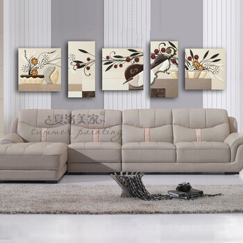 
                                                                                夏洛美家 客厅装饰画沙发背景墙画五联现代简约家居装饰壁画挂画手工立体浮雕画 余音绕梁 P003 80*260cm                