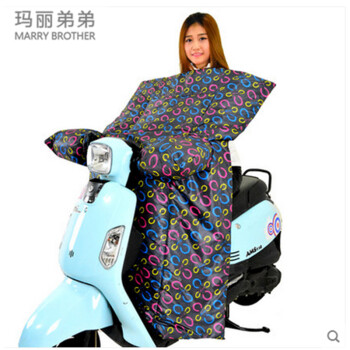 玛丽弟弟 电动车挡风被 冬季电瓶车防风被 摩托车连体加厚罩子 冬天骑车保暖护膝护腿挡风罩 连体式黑色蝴蝶