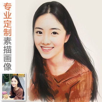 真人头像照片转手绘人物素描画像人像肖像彩铅代画自画像 8寸(15*20mm