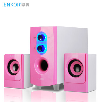 恩科（ENKOR）E60B 电脑多媒体笔记本木质蓝牙音箱 2.1组合音响低音炮支持U盘SD卡 粉红色