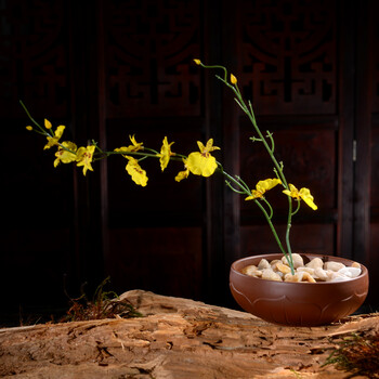 言艺 原矿紫砂莲花茶洗 花盆 果盆