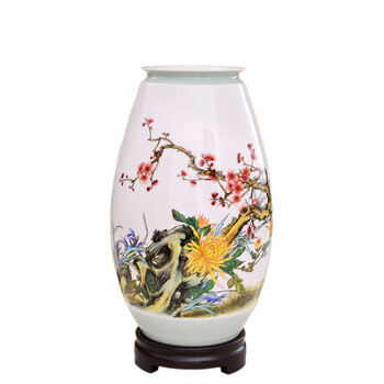 
                                                                                瓷博 陶瓷花瓶客厅书房摆设景德镇瓷器装饰摆件工艺品 梅兰竹菊四君雅聚图 插花瓶                