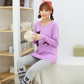 芬<em>妃</em>莱<em>睡衣</em>女春秋款时尚韩版长袖家居服女士可