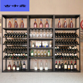 古木鑫 2018新款复古铁艺酒架酒吧落地酒柜葡萄酒红酒收纳展示架