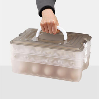 FOOJO冰箱鸡蛋饺子收纳盒 保鲜盒 鸡蛋盒冷冻水饺盒密封带盖3层