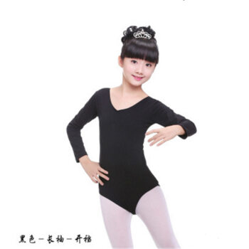 女孩舞蹈服装春夏女生拉丁练功服长袖体操连体纯棉考级形体演出服