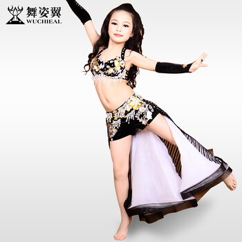 舞姿翼 新款儿童肚皮舞爵士套装女童服装演出服 RT021 黑色(3件套) M【图片 价格 品牌 报价】-京东