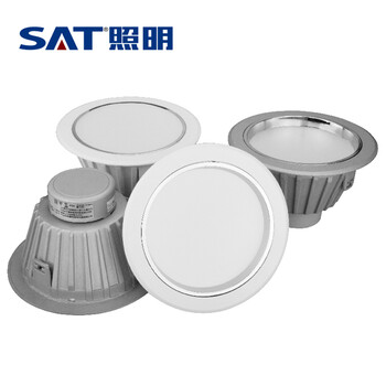 SAT照明活之彩系列一体化压铸LED筒灯过道办公室学校商场基础照明开孔125cm12W凹面 哑白 4000K暖白光