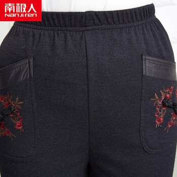 南极人羽绒服中老年羽绒裤女外穿加厚保暖宽松优雅大码秋冬女长裤 福禄绣 S