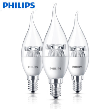 
                                                            飞利浦灯泡PHILIPS  LED灯泡3W/5W水晶灯 蜡烛尖泡/拉尾泡/球泡小口E14口可选 3W拉尾泡E14小口黄光                