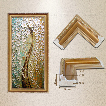 
                                        凤之舞油画 玄关装饰画 欧式手绘 手工油画招财树过道走廊油画竖版挂画 壁画墙画 框4发财树白 50x100                