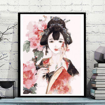 手工diy 数字油画客厅风景古风人物花卉手绘减压填色装饰画油彩画 g