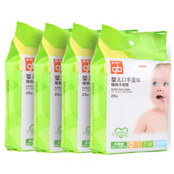 gb好孩子婴儿植物木糖醇口手湿巾 25片*4 U1205,降价幅度0.5%