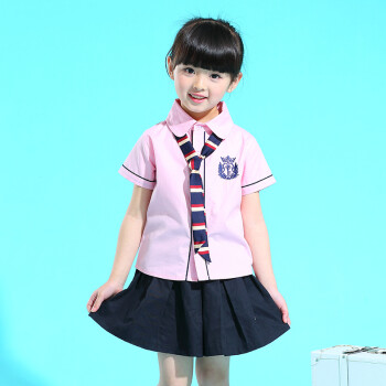 儿童春秋季小学生校服演出服男女童两件套韩版学院风套装 粉色女童款