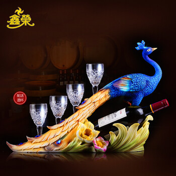 鑫荣欧式红酒柜摆件工艺品 树脂创意摆设家居客厅酒架装饰品婚庆乔迁结婚礼物 蓝色