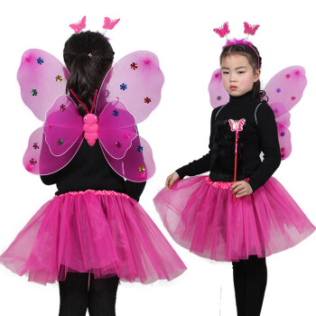 盛泉 六一儿童节表演 天使羽毛蝴蝶翅膀三件套 演出服装舞蹈 可爱 梅