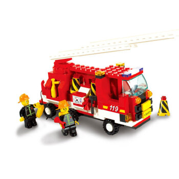 小鲁班消防系列 创意积木消防云梯车模型6岁男