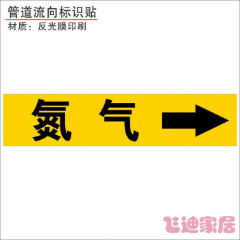 化工管道介质流向箭头指示标冷却自来水进水回水压缩空气氮气4x20cm