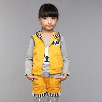 童装 女童三件套秋装背心外套<em>女马甲</em>套装<em>儿童</em>
