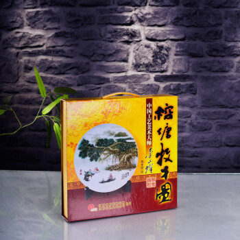 
                                                            瓷博 家居客厅现代装饰摆件景德镇陶瓷盘子工艺品 榕塘牧牛图  童子古榕水牛                 