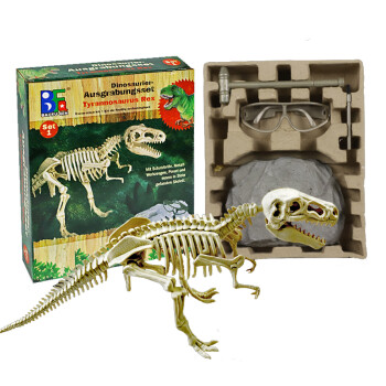 优巧珂大号儿童考古玩具恐龙化石探索挖掘工具手工创意DIY恐龙骨架模型 豪华版霸王龙+眼镜+考古系列工具