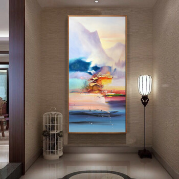 新中式装饰画玄幻壁画山水风景走廊玄关挂画竖版现代简约超大 山水