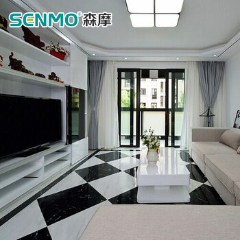 森摩 地砖客厅瓷砖600房间黑金花纯黑色爵士白