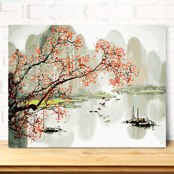 佳彩天颜 diy数字油画 手绘风景植物山水画 手工