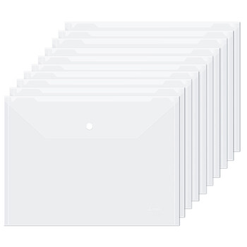 透明按扣文件袋资料袋档案袋/办公用品 a6321 (10只装-白色-高质感款)