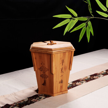 梅兰竹菊华夏一桶茶渣桶实木茶水桶竹制品茶桶功夫茶具配件废水桶排水