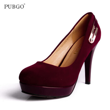 PUBGO <em>步步高</em>新款<em>女鞋</em>OL通勤高跟防水台亮