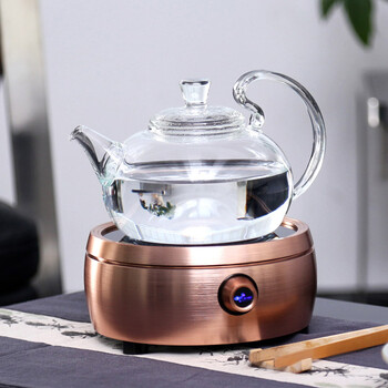 
                                        迷你电陶炉茶炉 德国静音技术烧铁壶铜壶玻璃壶专业电陶炉 鼓形铜色                