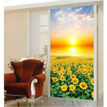 玄关过道风景画山清水秀墙贴沙发背景墙贴画玻璃贴画 太阳日出向日葵
