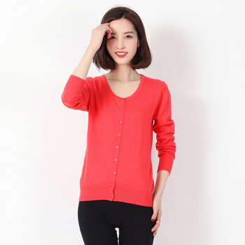 秋装韩版<em>女羊绒开衫</em>秋冬圆领针织毛衣短款外套