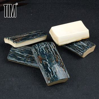 天然猛犸象牙素牌子精品蓝皮平安无事牌项吊坠