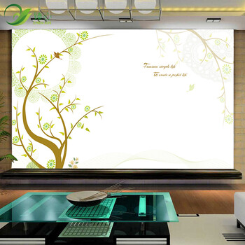 臻心家居简约梦幻手绘电视背景墙壁画花卉现代