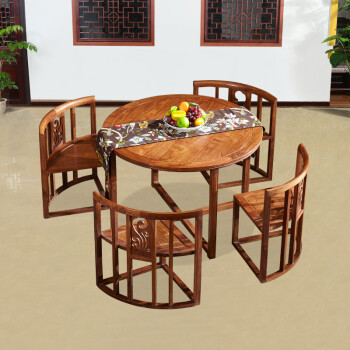 兰之阁 红木新中式圆餐桌 实木餐桌 木家具 不占空间