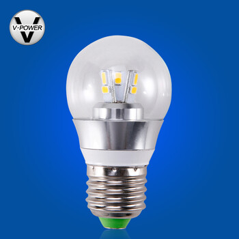 V-POWER照明 LED全新技术360度仿白炽灯泡E27灯泡透明罩 5W 正白光