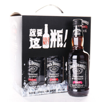 杰克丹尼（Jack Daniel`s）洋酒 威士忌 可乐 预调酒 鸡尾酒 330ml*6瓶 礼盒装 