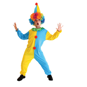 欢乐派对 六一儿童节儿童服装化妆舞会派对COS舞台表演演出小丑服装道具 儿童黄蓝小丑服XL码