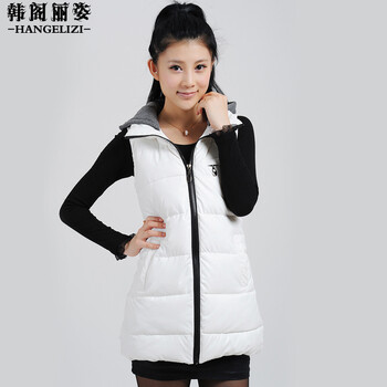 韩阁丽姿2014新款女装欧美中<em>长款</em>羽绒<em>棉马甲</em>