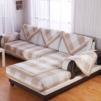 佰鼎（bedding） 新款时尚亚麻绗缝沙发垫 品味驼 90*210cm单片装