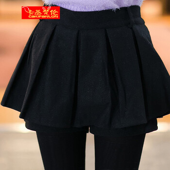卡基梵伦 加厚打底<em>短裤裙</em> 秋<em>冬装女</em>宽松毛呢百