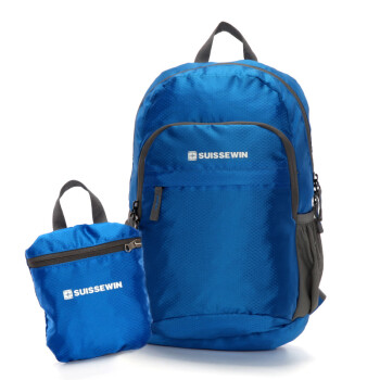 瑞世（SUISSEWIN） 休闲时尚双肩包可折叠电脑背包运动包轻便收纳携带户外旅行包   SNK2308蓝色