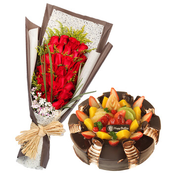 生日蛋糕配送 鲜花蛋糕套餐组合 鲜花搭配水果